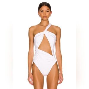 Monot White One-Shoulder Swimsuit Medium